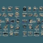 50 vintage animal logo badges