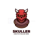 angry skull demon mascot character logo