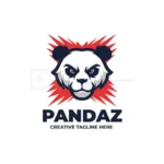 angry wild panda mascot character logo