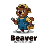 beaver plumber cartoon mascot logo