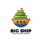 big ship nautical mascot logo in watercolor style