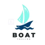 boat sail ocean wave logo
