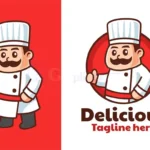 cartoon thumbs up chef mascot logo design (1)