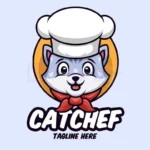 cat chef cartoon logo