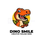cheerful cartoon dino mascot logo