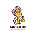 cool scientist laboratory cartoon mascot logo