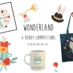 elements alice in wonderland colorful illustrations
