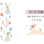 elements easter rabbits stickers cliparts
