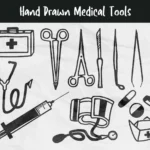 elements hand drawn medical tools