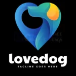 elements love and dog gradient logo