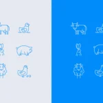 elements set of vector farm animals icons