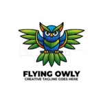 flying owl colorful gradient monoline logo