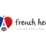 french heart letter a logo template