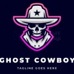 ghost cowboy logo template