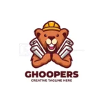 gopher reparation service cartoon mascot logo