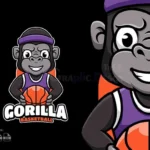 gorilla basketball esport cartoon logo