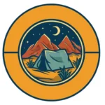 hand drawn badge mountain camp logo