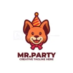 happy dog party mascot logo