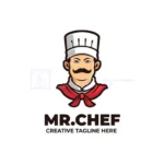 mister chef cooking food mascot logo