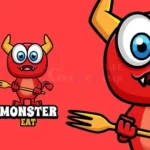 monster eat cartoon logo