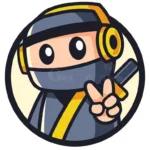 ninja wearing headphone mascot logo design