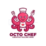 octopus chef seafood mascot logo