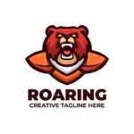 roaring wild bear e sport mascot logo