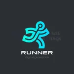 running man sport logo delivery linear outline