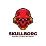skull cyborg robotic mascot logo