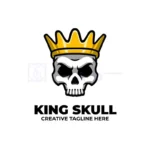 skull wear crown mascot logo