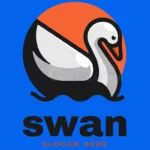 swan simple mascot logo