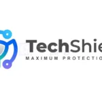 tech shield line gradient logo