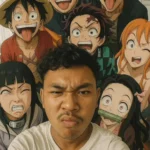 Fisheye Selfie with Anime Characters