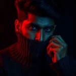 Moody Portrait with Neon Lighting